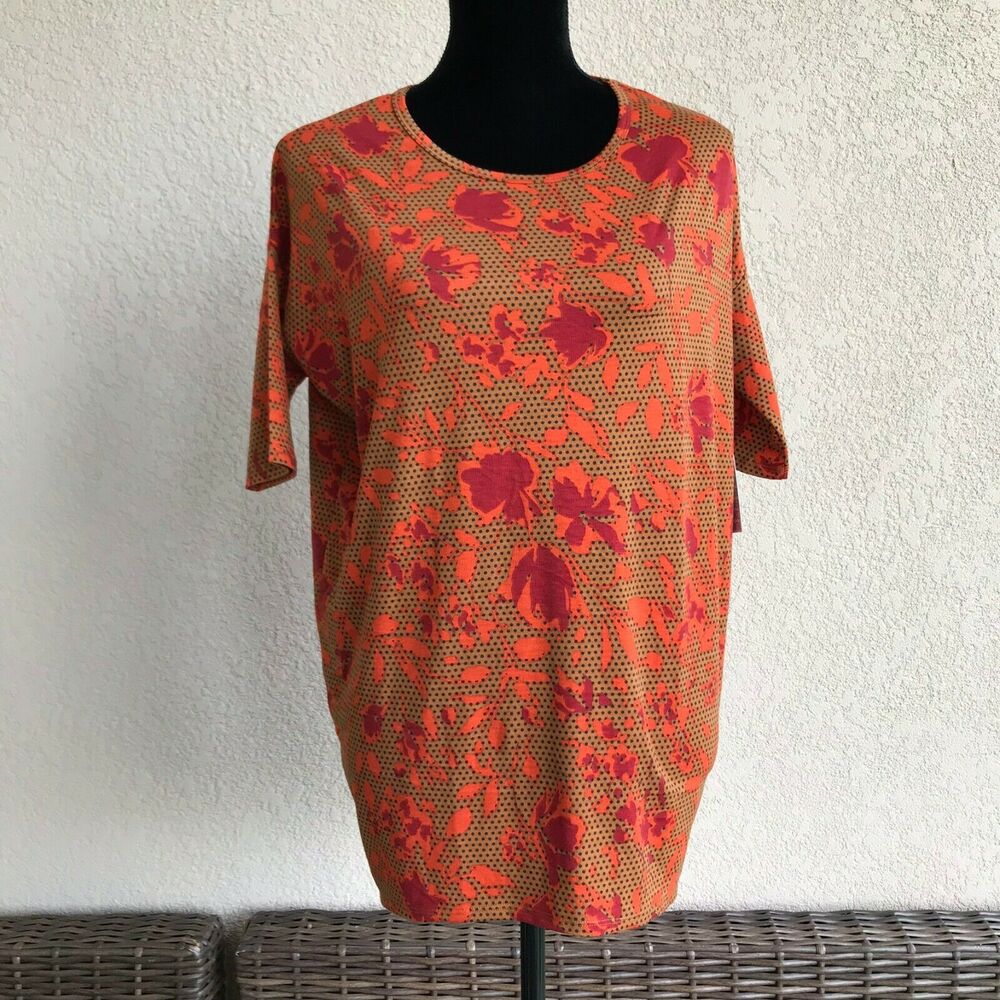 LuLaRoe Orange Brown‎ Red Blue Irma Top Tunic XXS NEW NWT Polka Dot - Picture 7 of 8